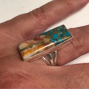 Oyster Copper Turquoise 925 Sterling Silver Ring